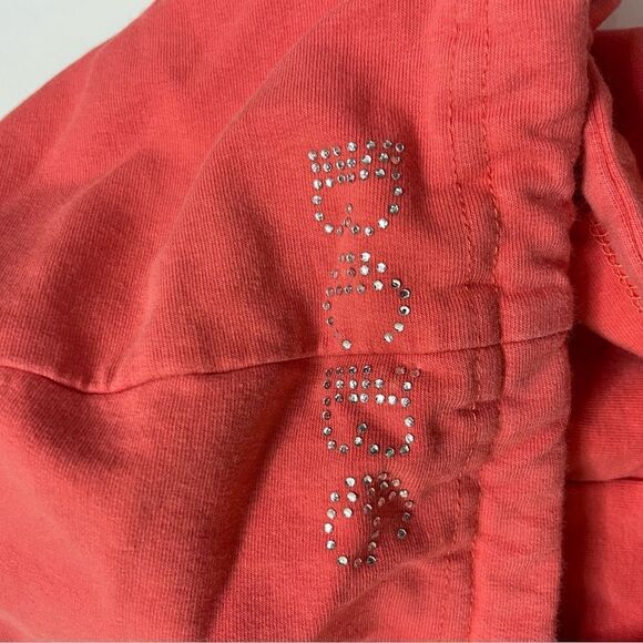 BCBG Butterfly Rhinestones Full Zip Hoodie Women Small Salmon Pink Y2K - Picture 9 of 12